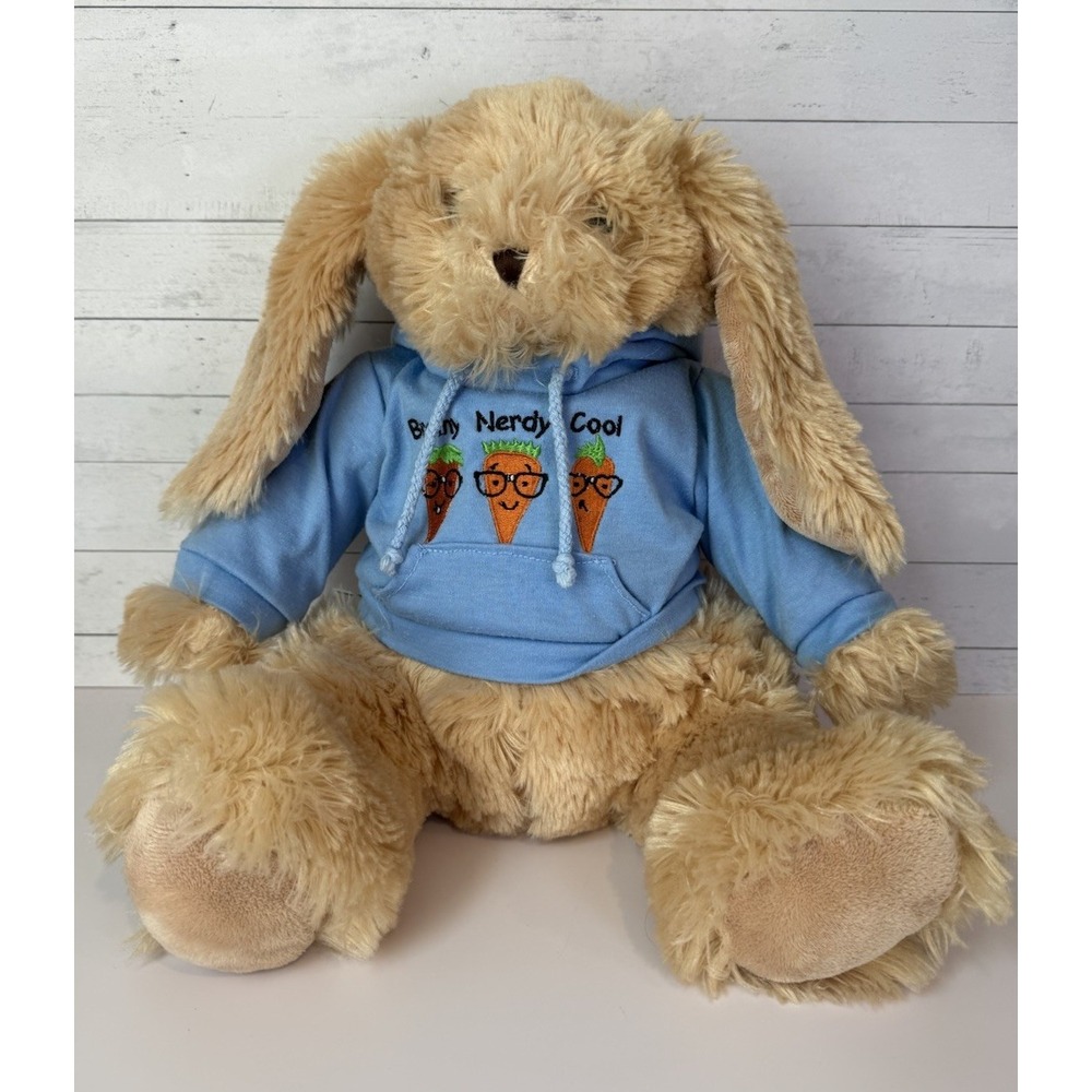 Dan Dee Collectors Choice Bunny Rabbit Plush 11" Blue Nerdy Cool Hoodie